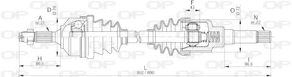 Arbre de transmission OPEN PARTS DRS6182.00