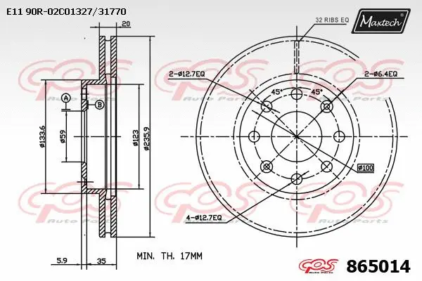 Disque de frein MAXTECH 865014
