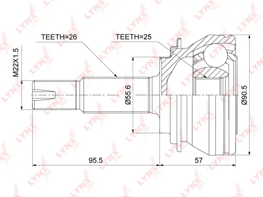 Jeu de joints, arbre de transmission LYNXAUTO CO-3907