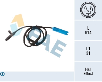 Capteur, vitesse de roue FAE 78293