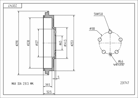 Tambour de frein HART 231 747