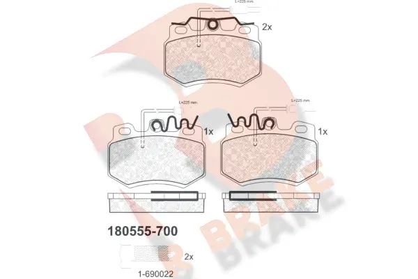 Kit de plaquettes de frein, frein à disque R BRAKE RB0555-700