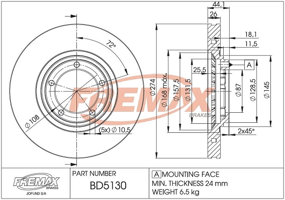 Disque de frein FREMAX BD-5130