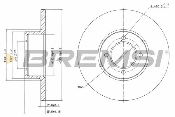 Disque de frein BREMSI CD6054S
