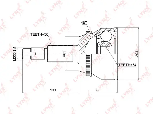 Jeu de joints, arbre de transmission LYNXAUTO CO-3758A