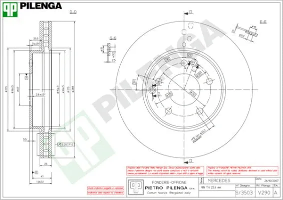 Disque de frein PILENGA V290