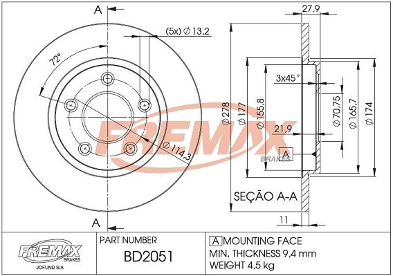 Disque de frein FREMAX BD-2051