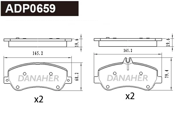 Kit de plaquettes de frein, frein à disque DANAHER ADP0659