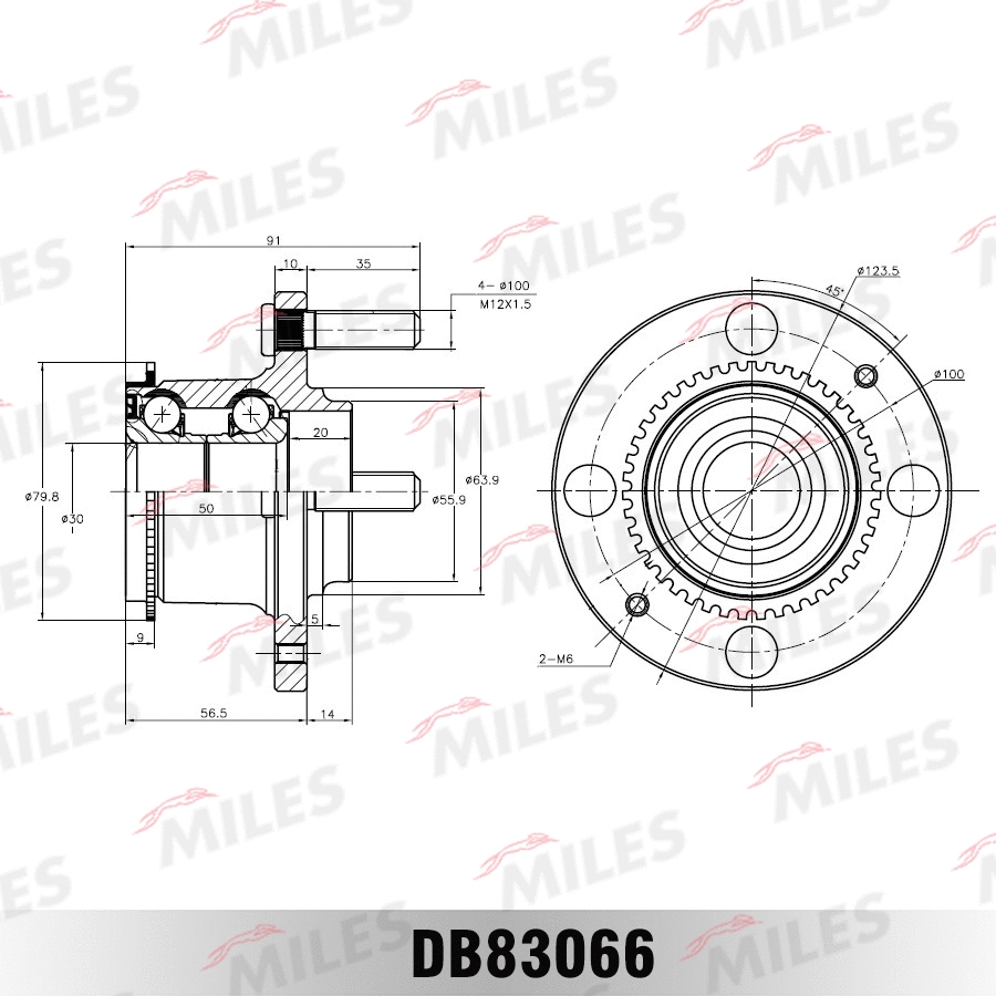 Kit de roulements de roue MILES DB83066