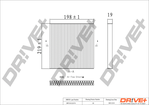 Filtre, air de l'habitacle Dr!ve+ DP1110.12.0174