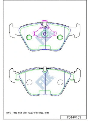 Kit de plaquettes de frein, frein à disque FBK FD14015S