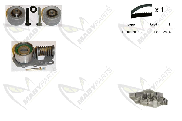 Pompe à eau + kit de courroie crantée MABYPARTS OBKWP0103