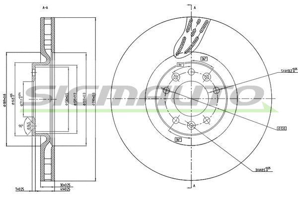 Disque de frein SIGMAUTO DBB319V