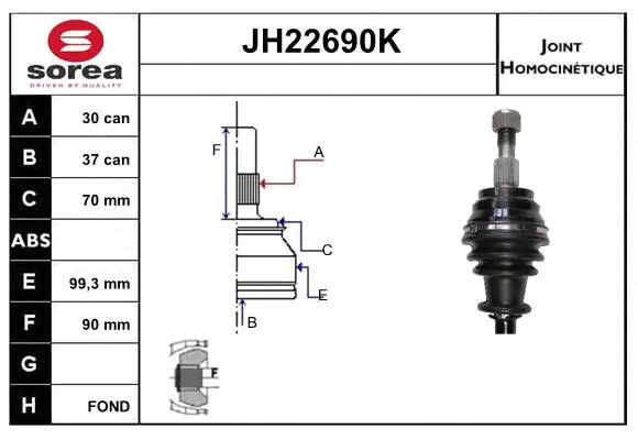 Jeu de joints, arbre de transmission SNRA JH22690K