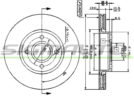 Disque de frein SIGMAUTO DBA801V