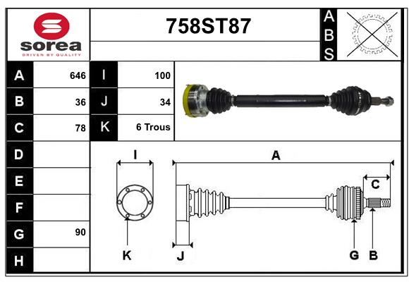 Arbre de transmission STARTCAR 758ST87