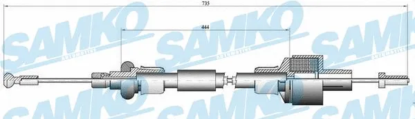 Tirette à câble, commande d'embrayage SAMKO C0080C