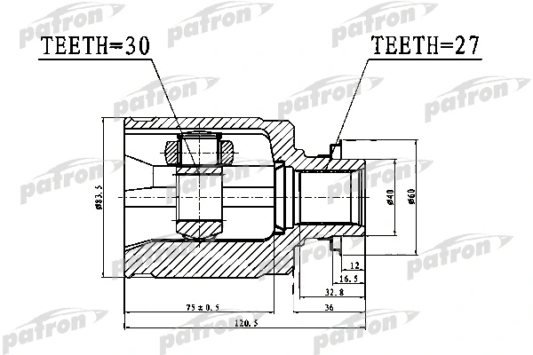 Jeu de joints, arbre de transmission PATRON PCV1017