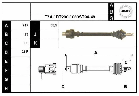 Arbre de transmission Technika 38080A