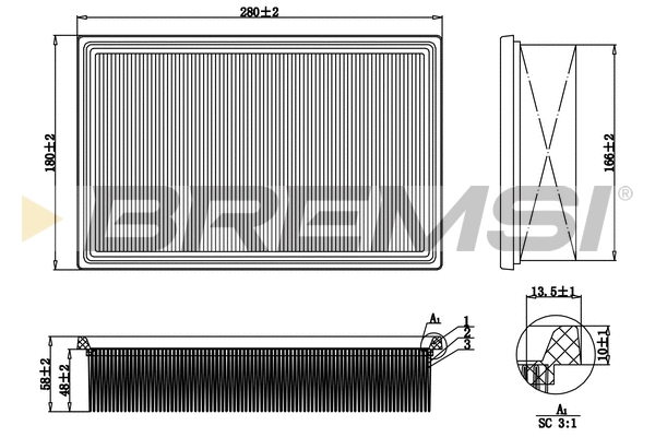Filtre à air BREMSI FA0648