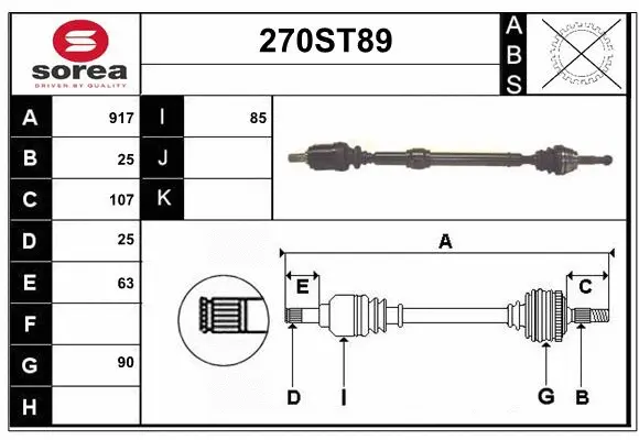 Arbre de transmission STARTCAR 270ST89