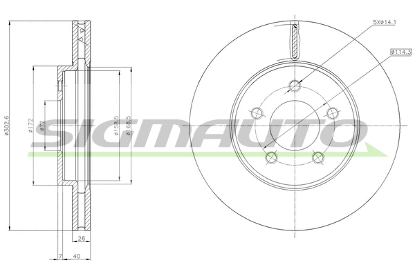 Disque de frein SIGMAUTO DBC357V