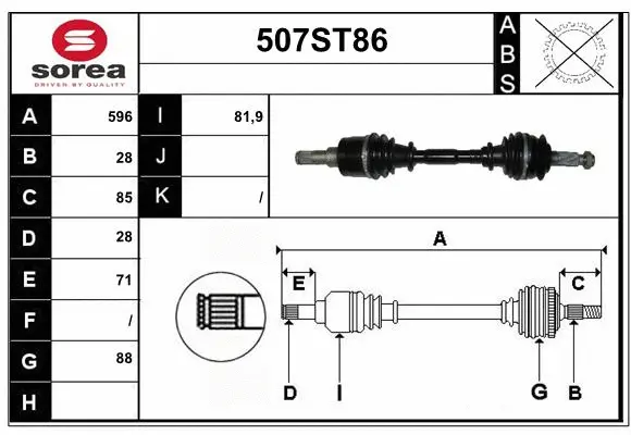 Arbre de transmission STARTCAR 507ST86