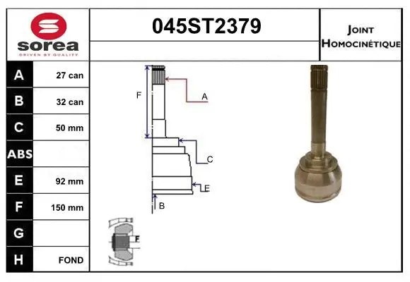Jeu de joints, arbre de transmission STARTCAR 045ST2379