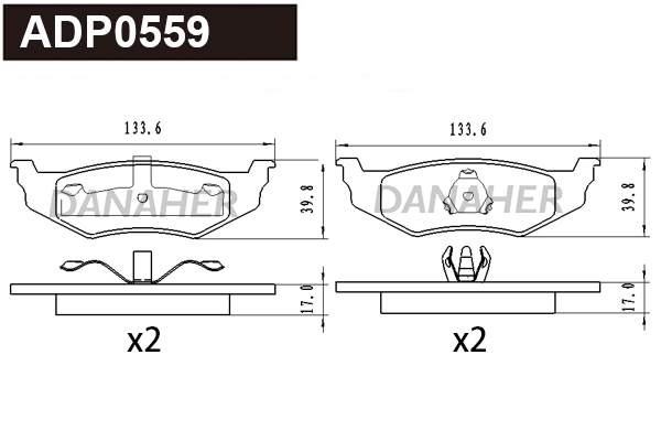 Kit de plaquettes de frein, frein à disque DANAHER ADP0559