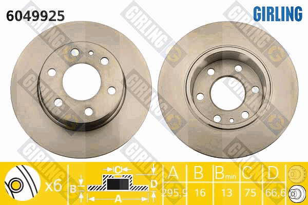 Disque de frein GIRLING 6049925