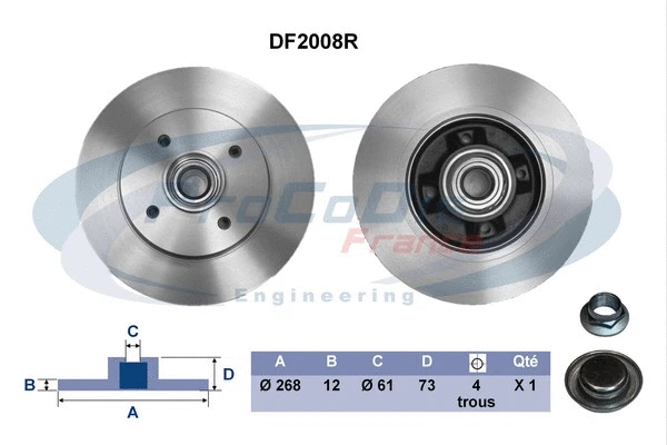 Disque de frein PROCODIS FRANCE DF2008R