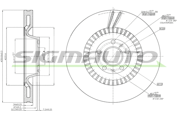 Disque de frein SIGMAUTO DBB572V