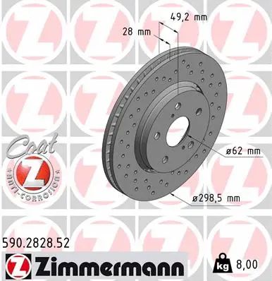 Disque de frein ZIMMERMANN 590.2828.52