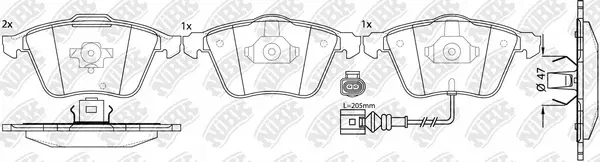 Kit de plaquettes de frein, frein à disque NiBK PN0399W