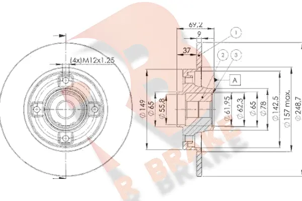Disque de frein R BRAKE 78RBD14745
