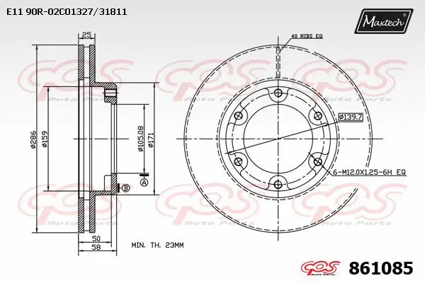 Disque de frein MAXTECH 861085
