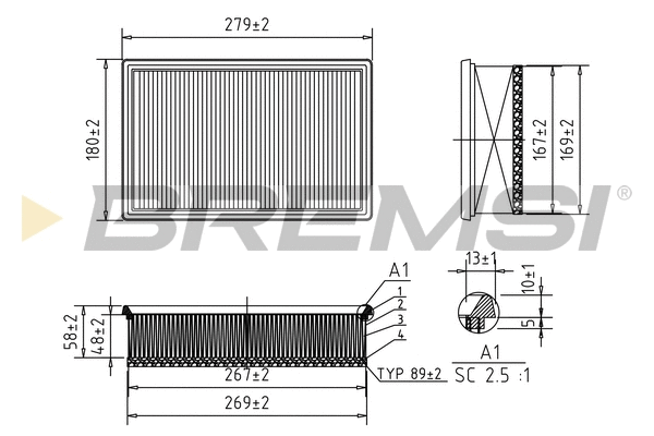 Filtre à air BREMSI FA1125