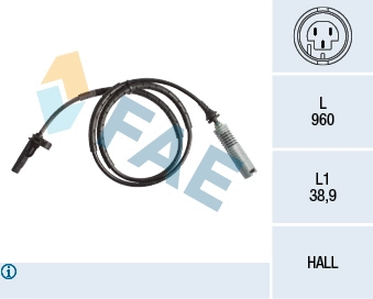 Capteur, vitesse de roue FAE 78182