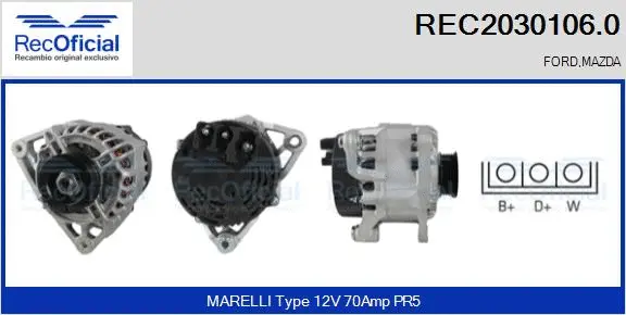 Alternateur RECOFICIAL REC2030106.0