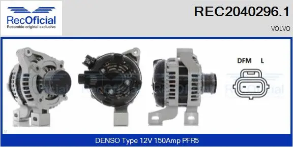Alternateur RECOFICIAL REC2040296.1