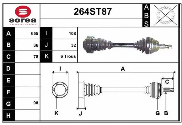 Arbre de transmission STARTCAR 264ST87