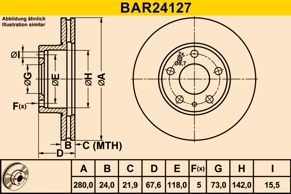 Disque de frein BARUM BAR24127