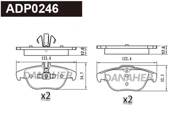 Kit de plaquettes de frein, frein à disque DANAHER ADP0246