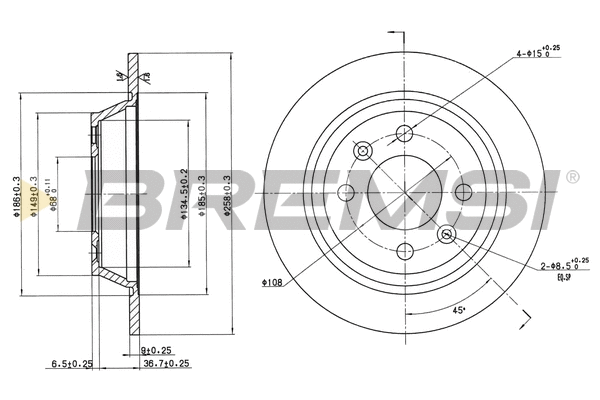 Disque de frein BREMSI CD6355S