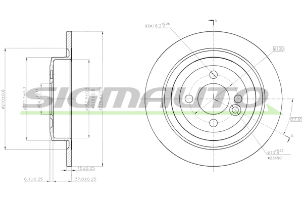 Disque de frein SIGMAUTO DBC124S