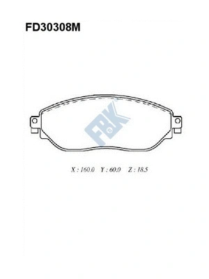 Kit de plaquettes de frein, frein à disque FBK FD30308M