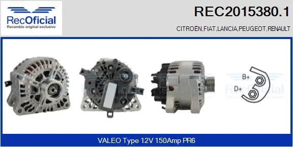 Alternateur RECOFICIAL REC2015380.1