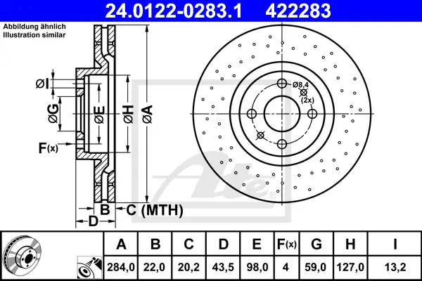 Disque de frein ATE-APAC 24.0122-0283.1