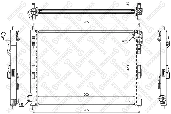 Radiateur, refroidissement du moteur STELLOX 10-25452-SX