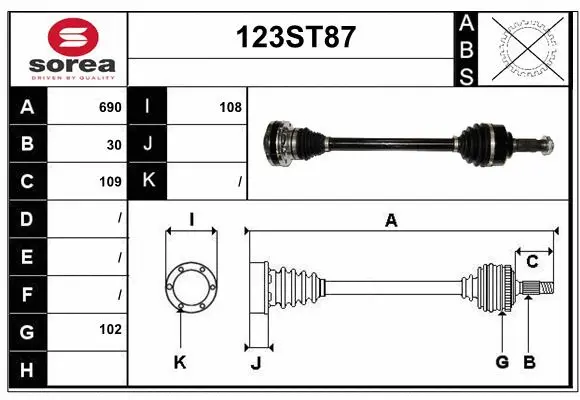 Arbre de transmission STARTCAR 123ST87